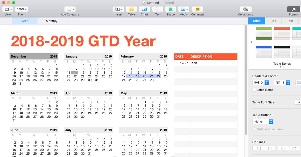 G T D Calendar