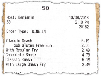 Smash Burger Receipt