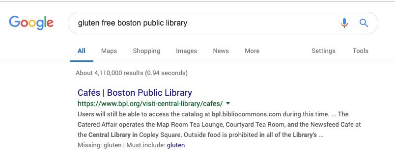 Google Search Gluten