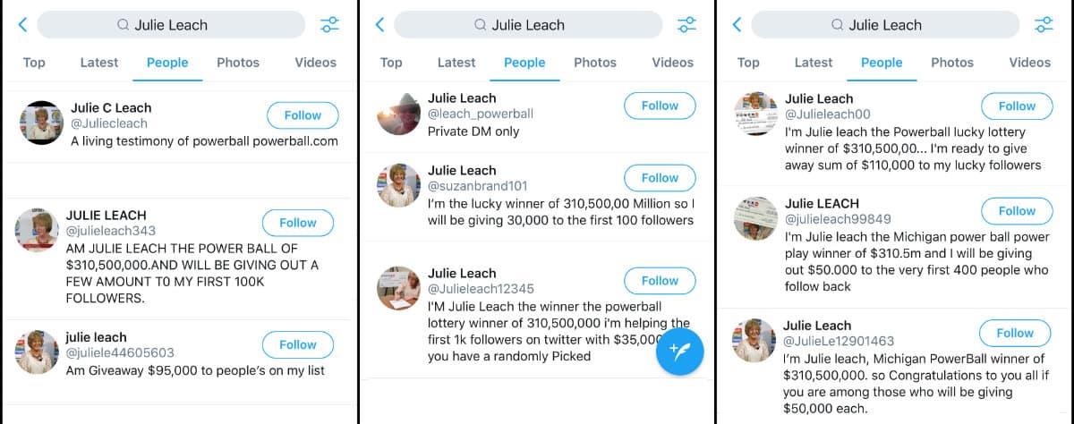Twitter Julie Leach Accounts