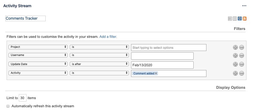 Jira Activity Stream