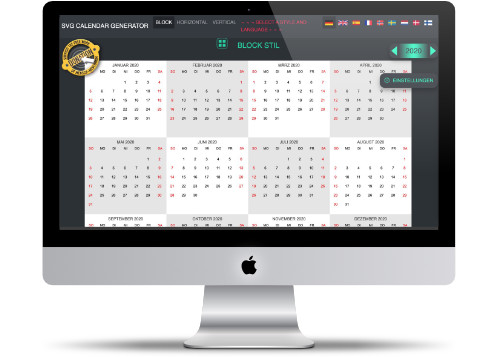 SVG Calendar Generator