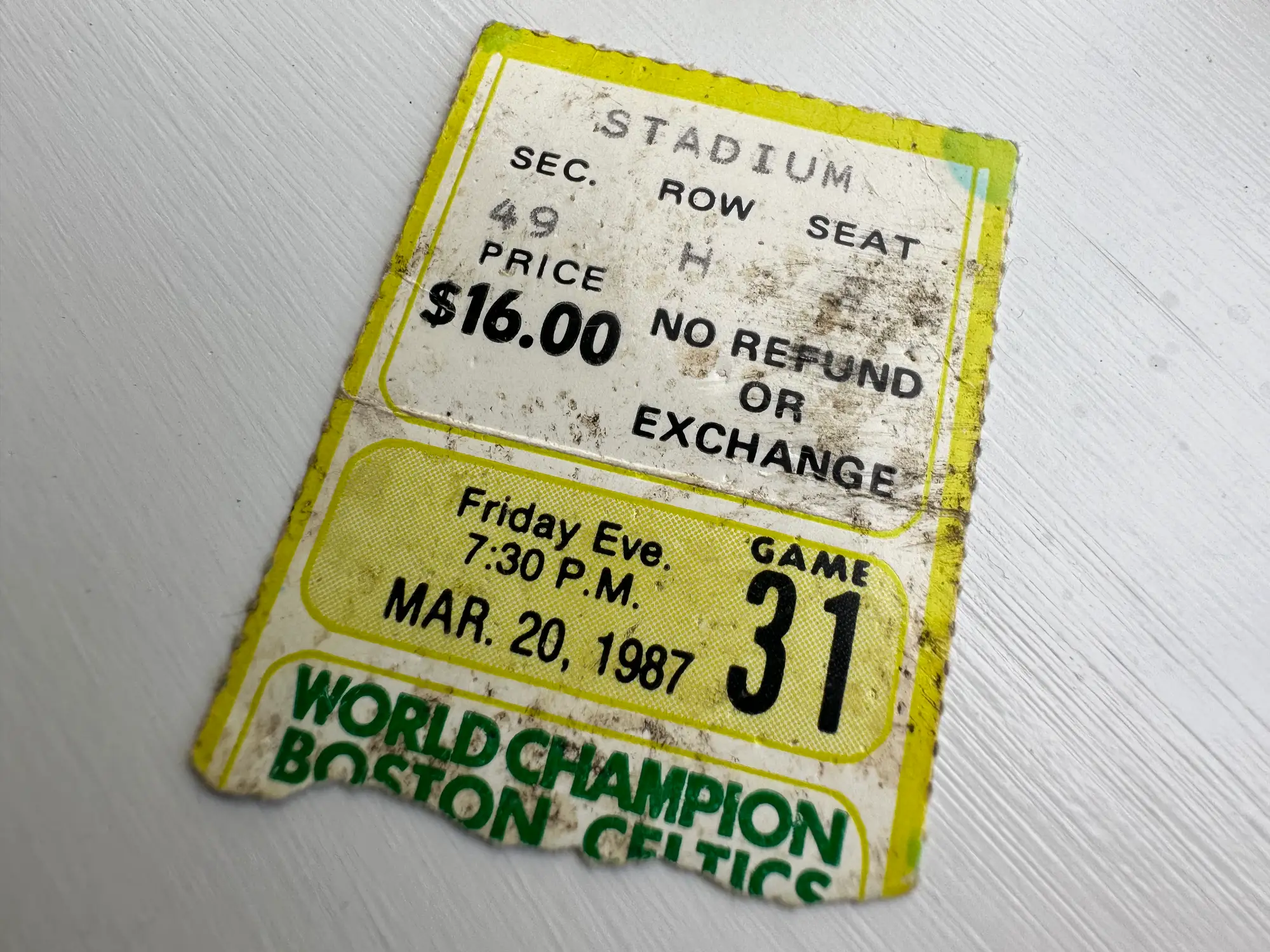 Boston Celtics Ticket1987